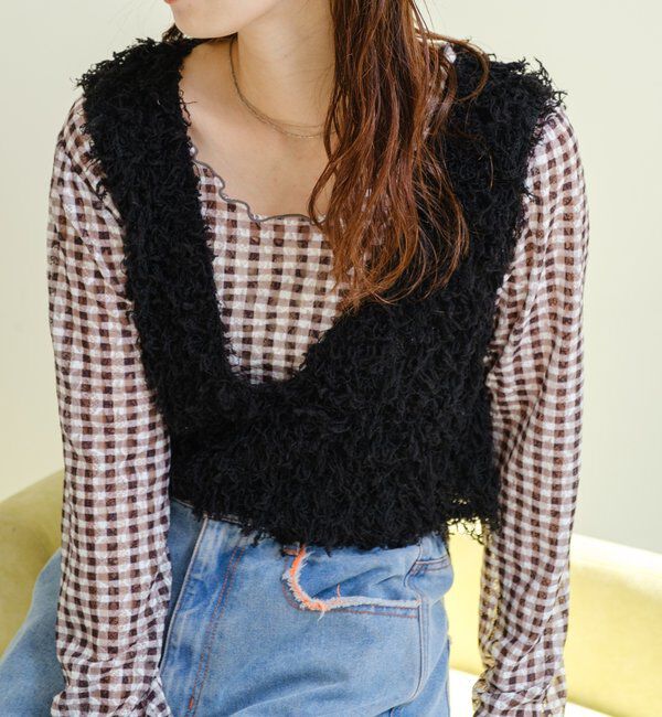  「【新色追加/前後2WAY】ファーショートベスト」|ベスト・ジレ|