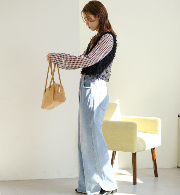  「【新色追加/前後2WAY】ファーショートベスト」|ベスト・ジレ|