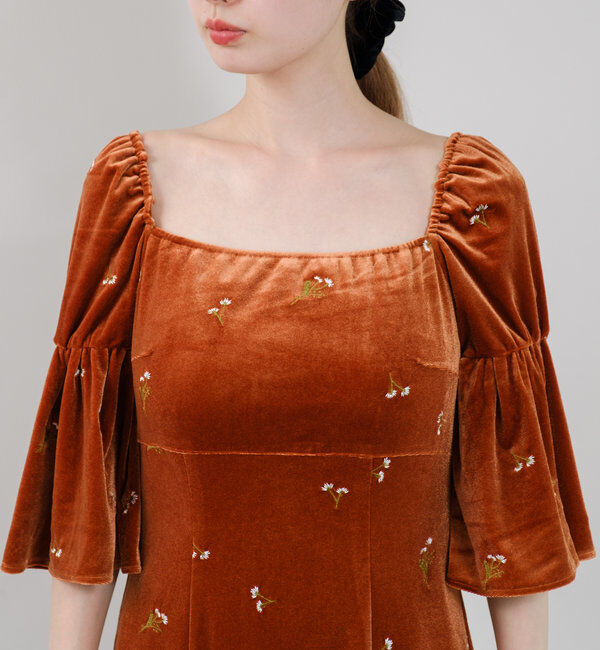  「【オケージョンドレス/結婚式】velour bell sleeve dress」|ドレス|
