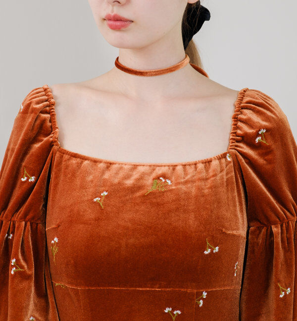  「【オケージョンドレス/結婚式】velour bell sleeve dress」|ドレス|