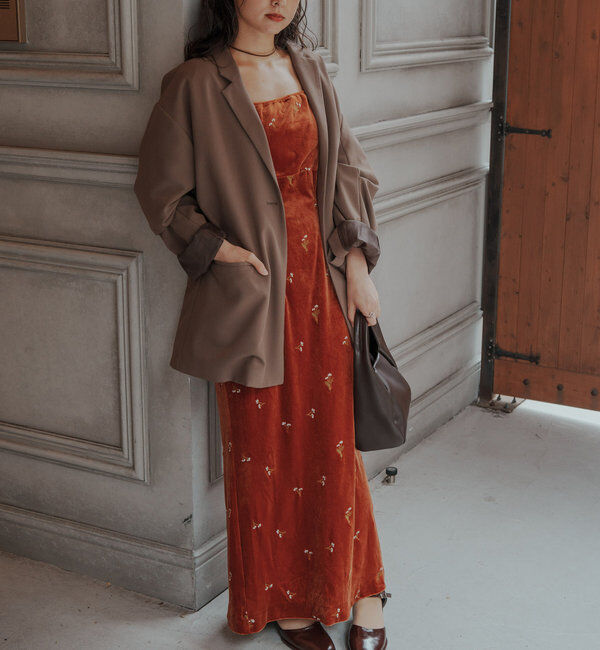  「【オケージョンドレス/結婚式】velour bell sleeve dress」|ドレス|