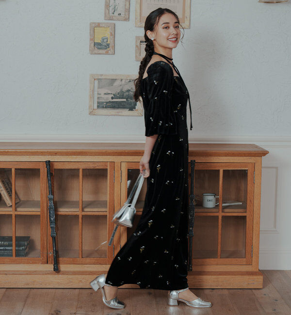  「【オケージョンドレス/結婚式】velour bell sleeve dress」|ドレス|