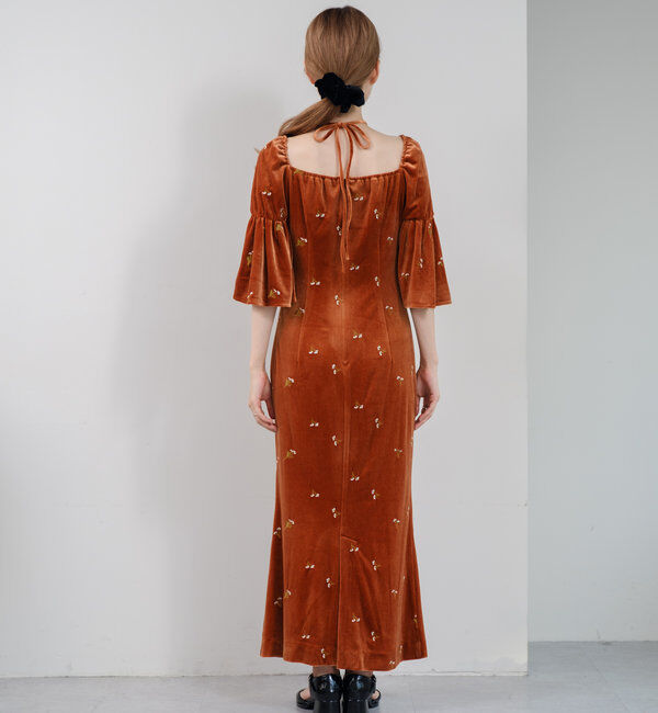  「【オケージョンドレス/結婚式】velour bell sleeve dress」|ドレス|