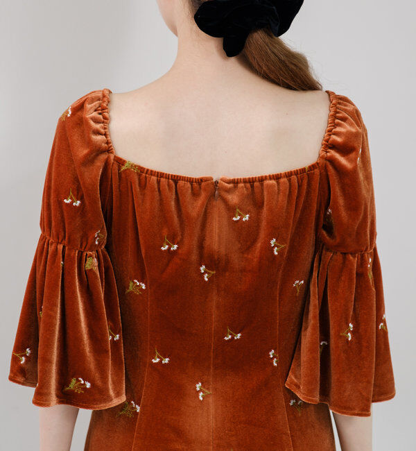  「【オケージョンドレス/結婚式】velour bell sleeve dress」|ドレス|