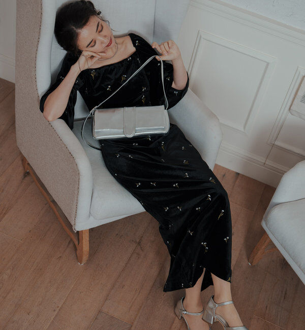  「【オケージョンドレス/結婚式】velour bell sleeve dress」|ドレス|