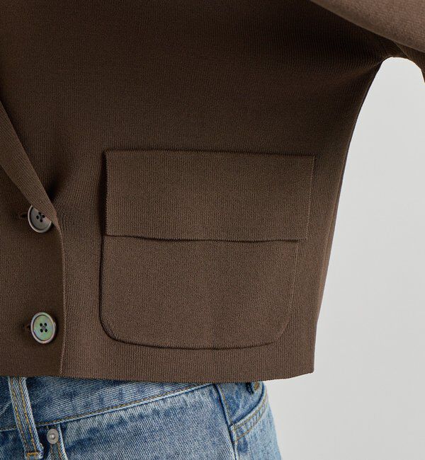  「【季節の変わり目に/接触冷感】ショートニットジャケット」|テーラードジャケット|