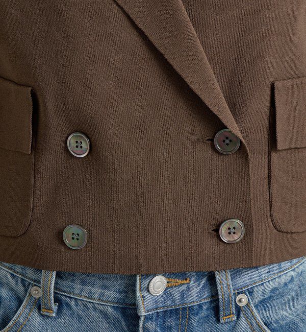  「【季節の変わり目に/接触冷感】ショートニットジャケット」|テーラードジャケット|