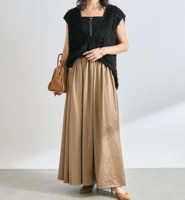  「【上品な光沢感】グロッシーギャザースカート」|スカート|