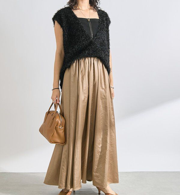  「【上品な光沢感】グロッシーギャザースカート」|スカート|