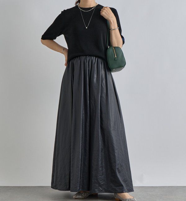  「【上品な光沢感】グロッシーギャザースカート」|スカート|