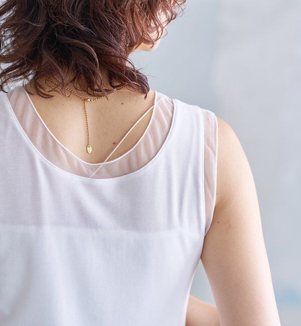  「【抜け感】チュールコンビタンク」|キャミソール|