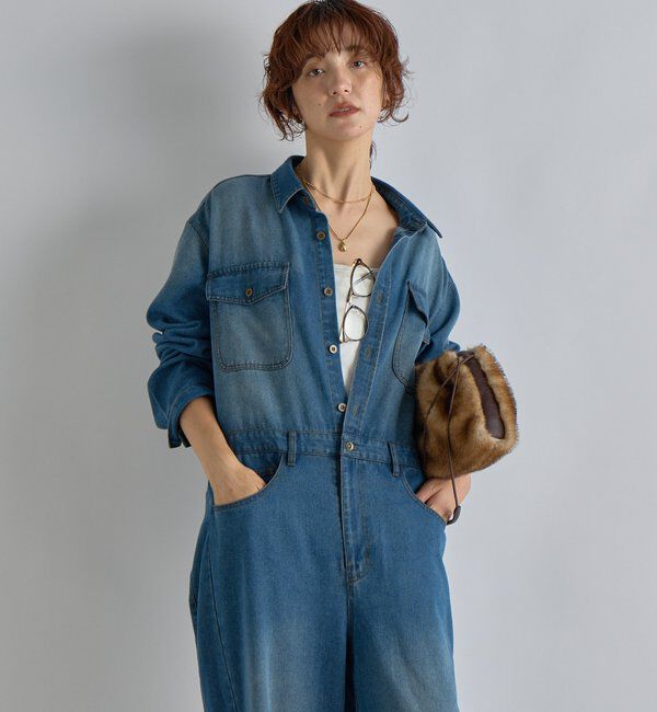  「【一枚で決まる】デニムジャンプスーツ」|ワンピース|