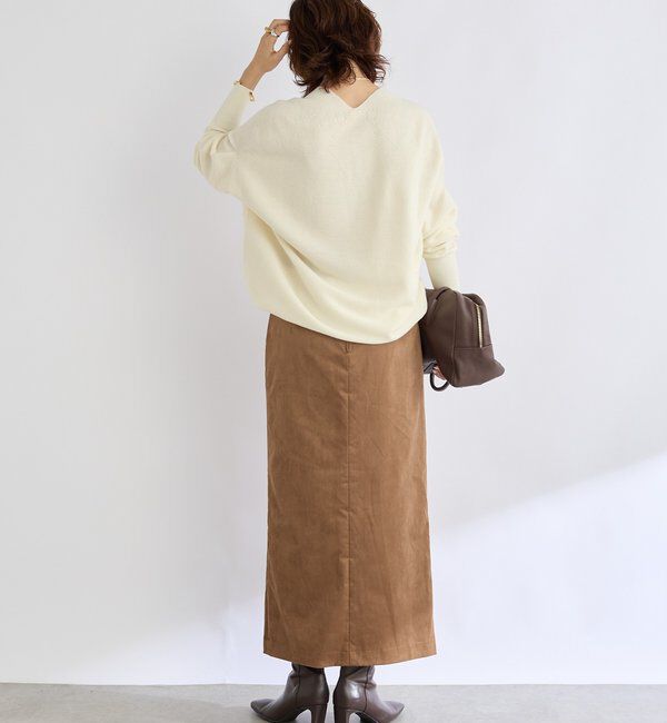  「【すっきり見えが叶う】ブラッシュドクロスIラインスカート」|スカート|