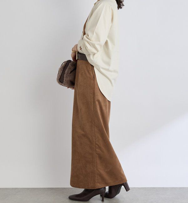  「【すっきり見えが叶う】ブラッシュドクロスIラインスカート」|スカート|