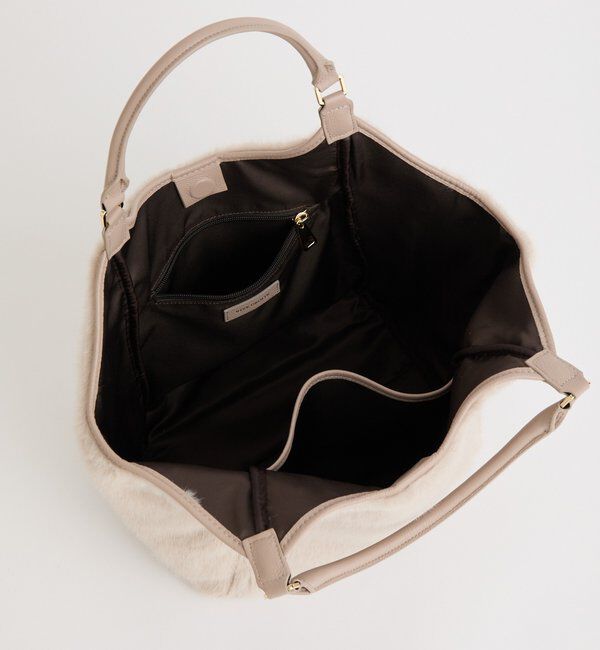  「【コーデの主役に】ポーチ付きフェイクファートート」|クラッチバッグ|