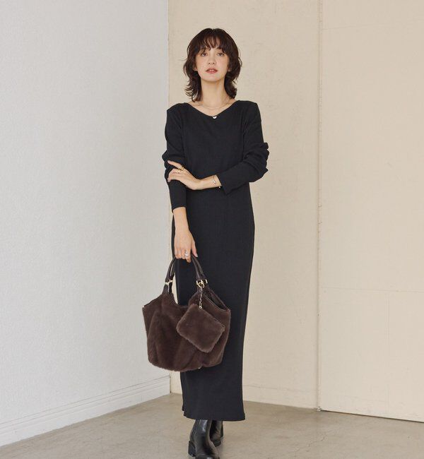  「【コーデの主役に】ポーチ付きフェイクファートート」|クラッチバッグ|