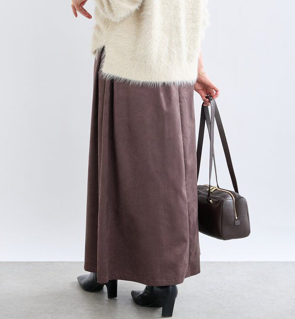  「【モダンな印象】ブラッシュドクロスサイドタックスカート」|スカート|