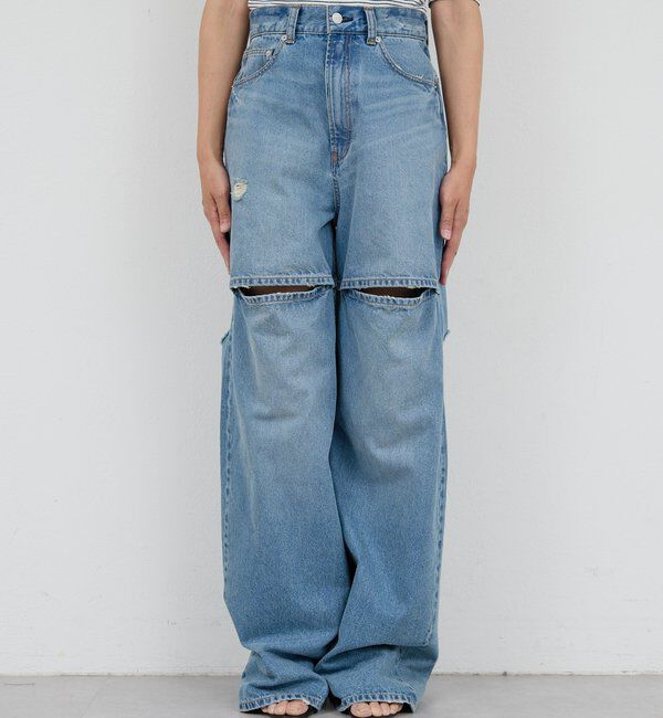  「【PEAS】スラッシュデニムパンツ」|デニム|