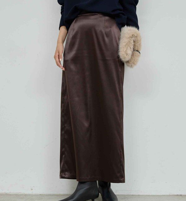  「【手洗い可能】ストレッチサテンタイトスカート」|スカート|