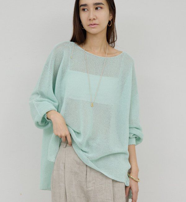  「ペーパーヤーンメッシュニット」|ニット・セーター|ミント