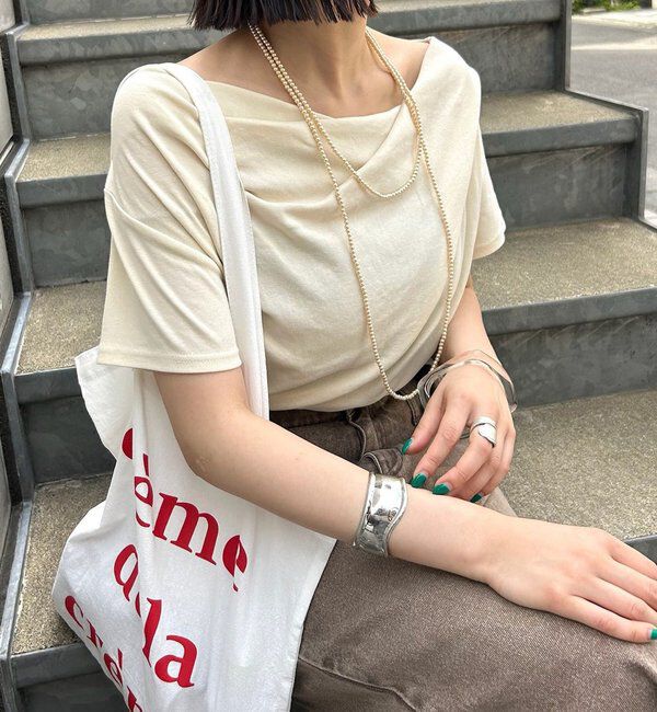  「【全骨格対応◎/6色展開】オフショルTシャツ」|Tシャツ・カットソー|ベージュ