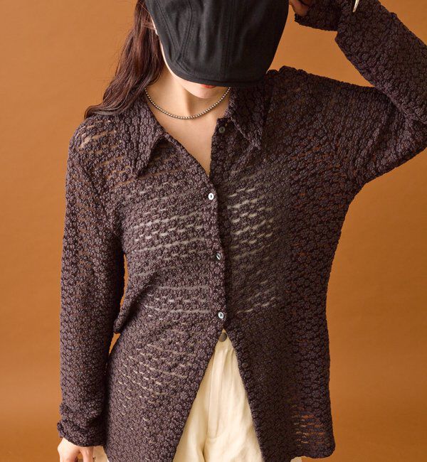  「襟付きレースカーディガン」|カーディガン|