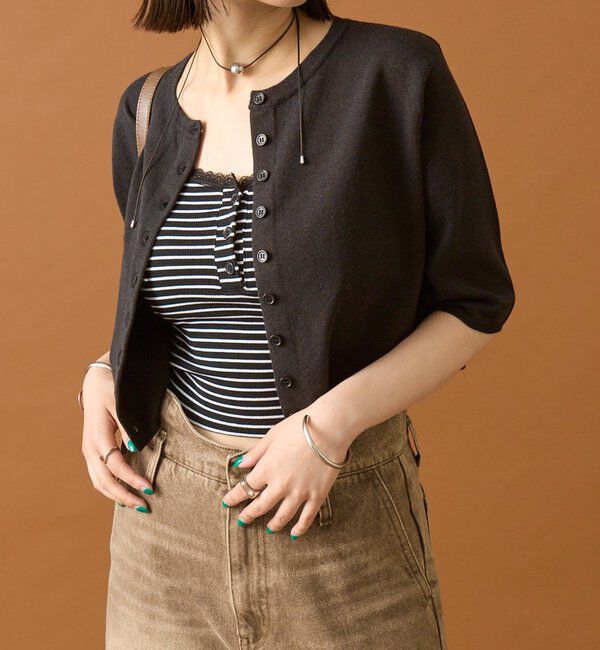  「チビボタンカーディガン」|カーディガン|ブラック