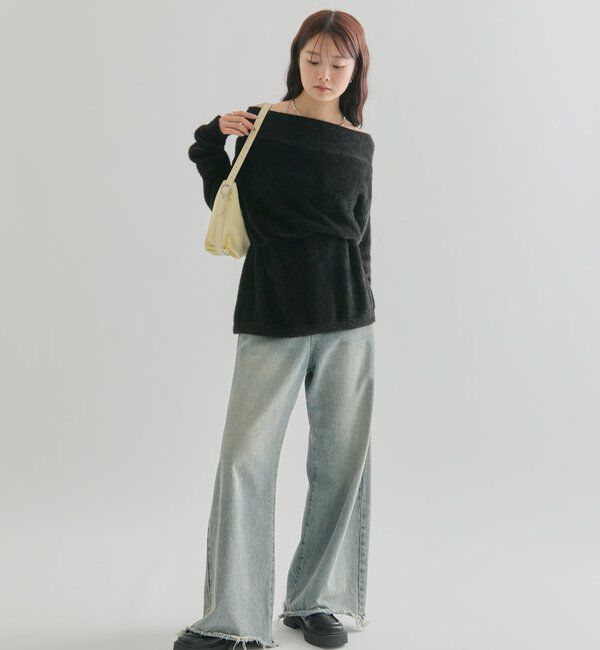  「ミンクライクワイドネックニット」|ニット・セーター|