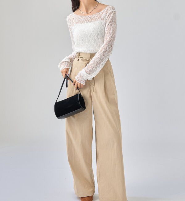  「サテンベルトパンツ」|チノ|