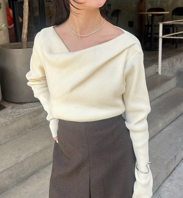  「オフショルリブニット」|ニット・セーター|