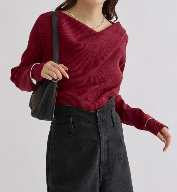  「オフショルリブニット」|ニット・セーター|