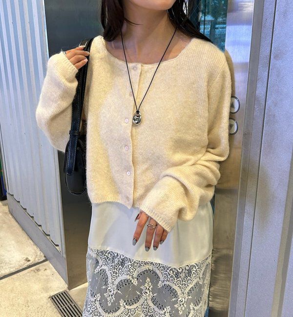  「スクエアネックニットカーディガン」|カーディガン|