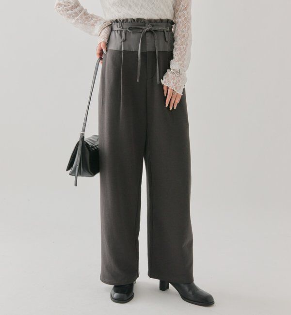  「ウエスト切替スウェットパンツ」|チノ|チャコールグレー