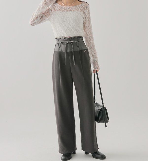  「ウエスト切替スウェットパンツ」|チノ|