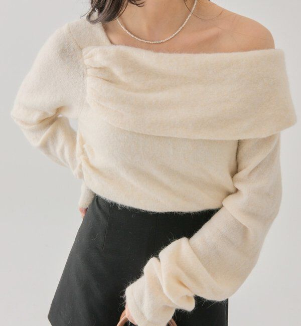  「ワンショルデザインニット」|ニット・セーター|オフホワイト