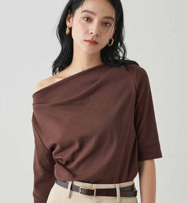  「ドレープカットソー」|Tシャツ・カットソー|ブラウン