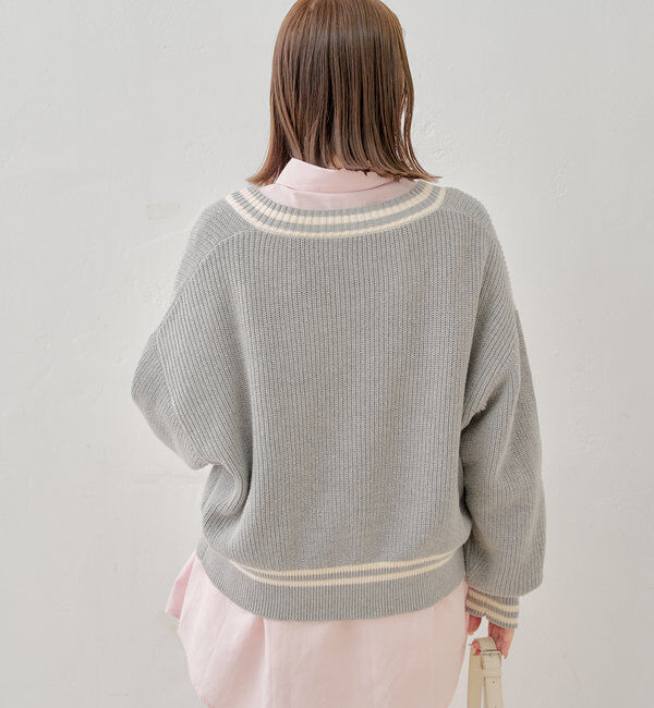  「ライン入りVルーズニット」|ニット・セーター|