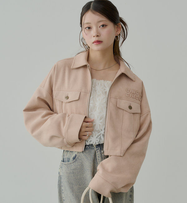  「【WEB限定/REVIVAL】胸ロゴショート丈スエードジップブルゾン」|ブルゾン・スタジャン|