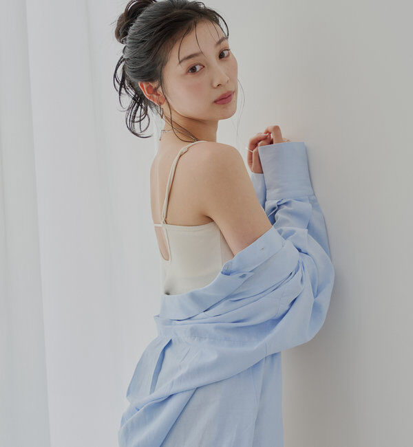  「【6色展開】バックオープンリブキャミ」|キャミソール|