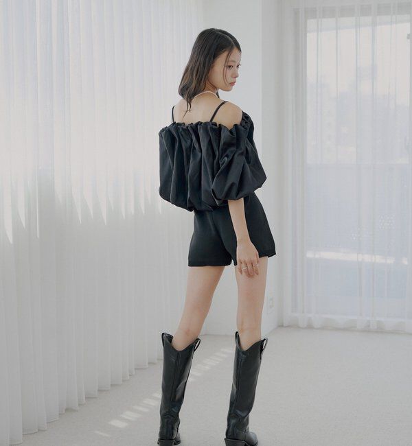  「【SALON by Chico】ギャザーバルーンオフショルブラウス」|シャツ・ブラウス|