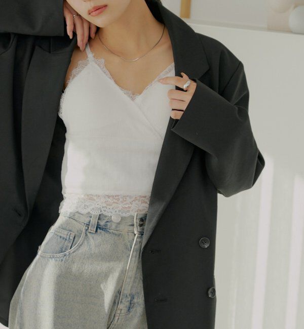  「カップ付レースキャミランジェリー」|キャミソール|