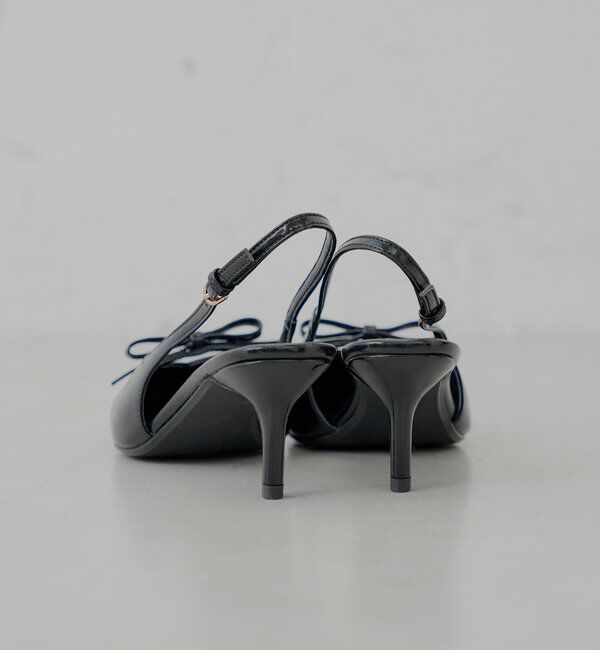  「バックストラップリボンヒールミュール」|パンプス|