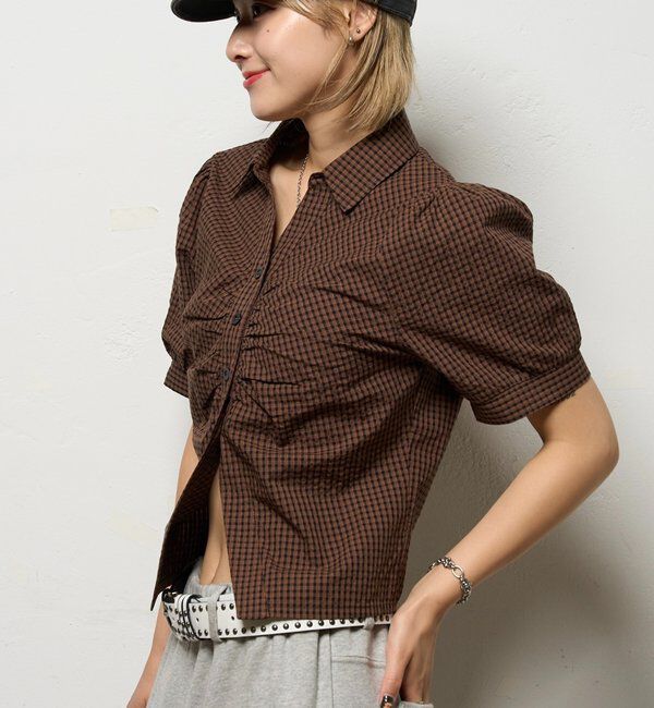  「パフスリーブギャザーブラウス」|シャツ・ブラウス|