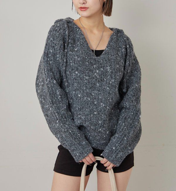  「MELANGE SKIPPER HOOD KNIT」|ニット・セーター|