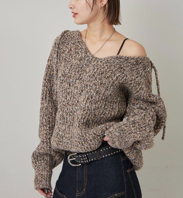  「MELANGE SKIPPER HOOD KNIT」|ニット・セーター|ベージュ
