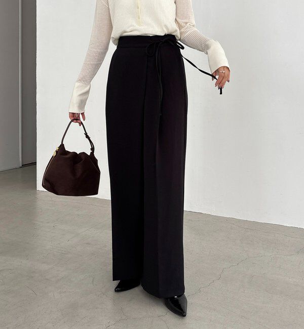  「【待望の追加決定！/新色ブラウン】ラップリボンパンツ」|チノ|