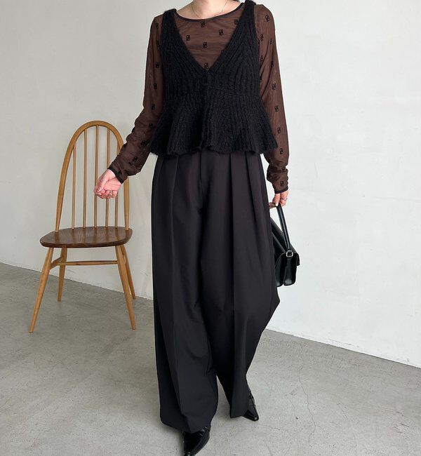  「【ロングシーズン着用可能】Vネックフレアキャミ」|ニット・セーター|