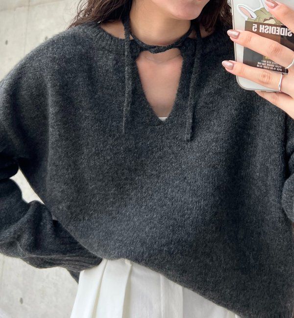  「【前後2WAY】もちふわ2WAYスキッパーニット」|ニット・セーター|