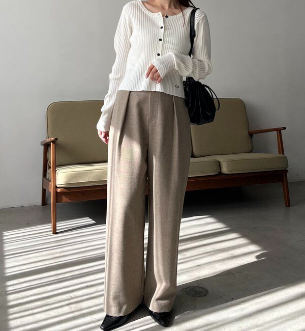  「【新色/オフホワイト】【前後2WAY】カーブスリーブリブニット」|カーディガン|