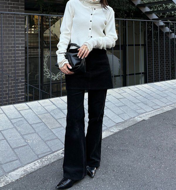  「【新色/オフホワイト】【前後2WAY】カーブスリーブリブニット」|カーディガン|